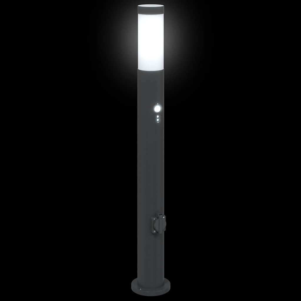 pullertlamper med sensor og stikkontakt 3 stk. 80 cm rustfrit stål IP44