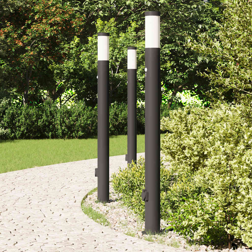 pullertlamper med sensor og stikkontakt 3 stk. 110 cm rustfrit stål IP44