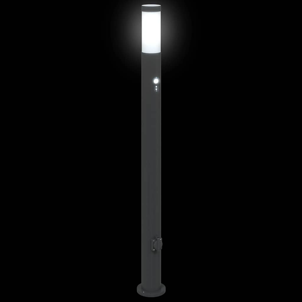 pullertlamper med sensor og stikkontakt 3 stk. 110 cm rustfrit stål IP44