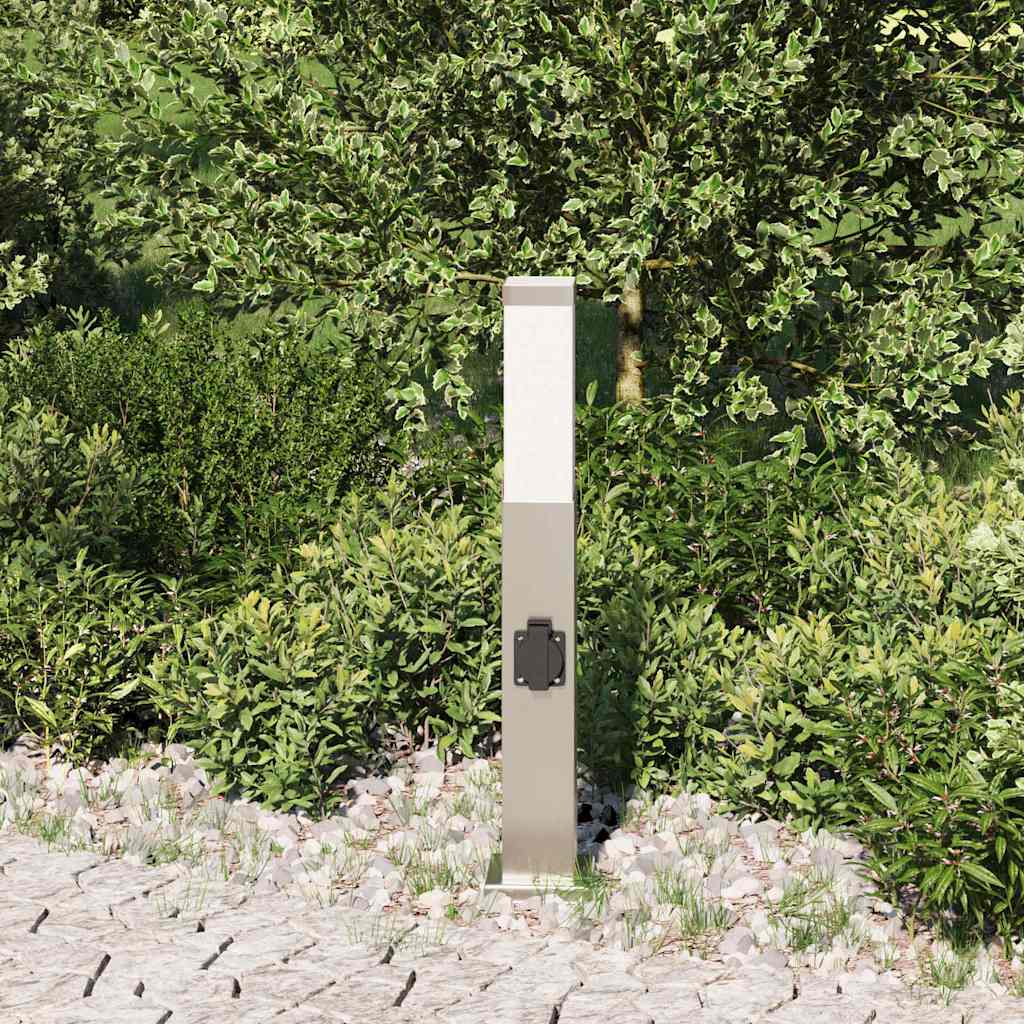 pullertlampe med stikkontakt 50 cm rustfrit stål IP44