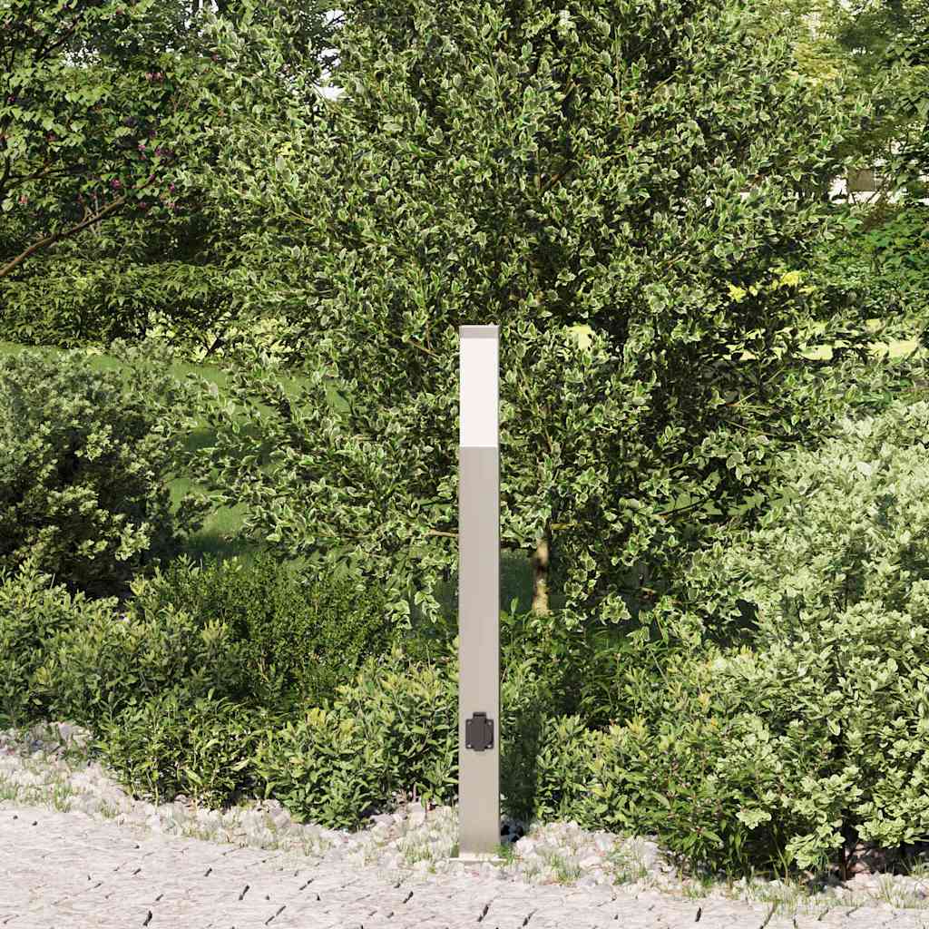 pullertlampe med stikkontakt 80 cm rustfrit stål IP44