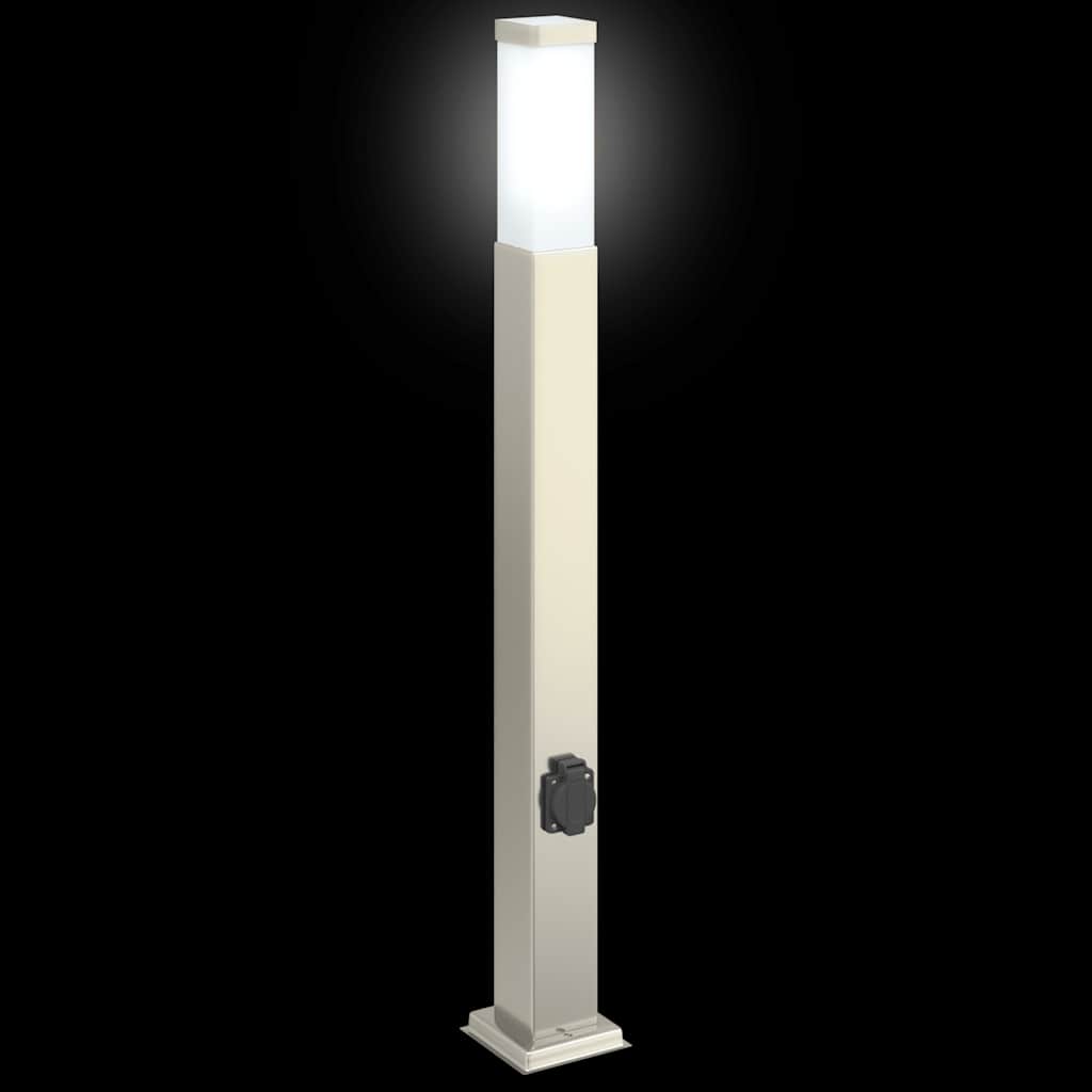 pullertlampe med stikkontakt 80 cm rustfrit stål IP44