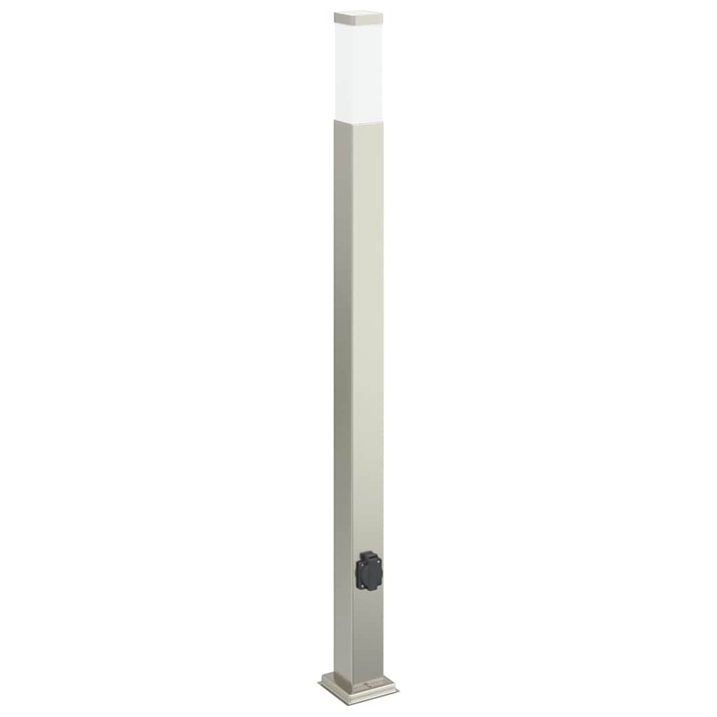 pullertlampe med stikkontakt 110 cm rustfrit stål IP44