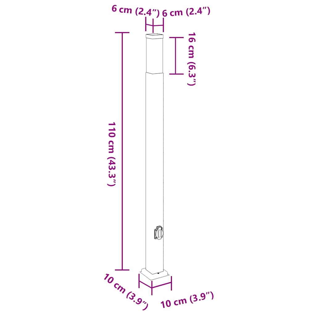 pullertlamper med stikkontakt 3 stk. 110 cm rustfrit stål IP44