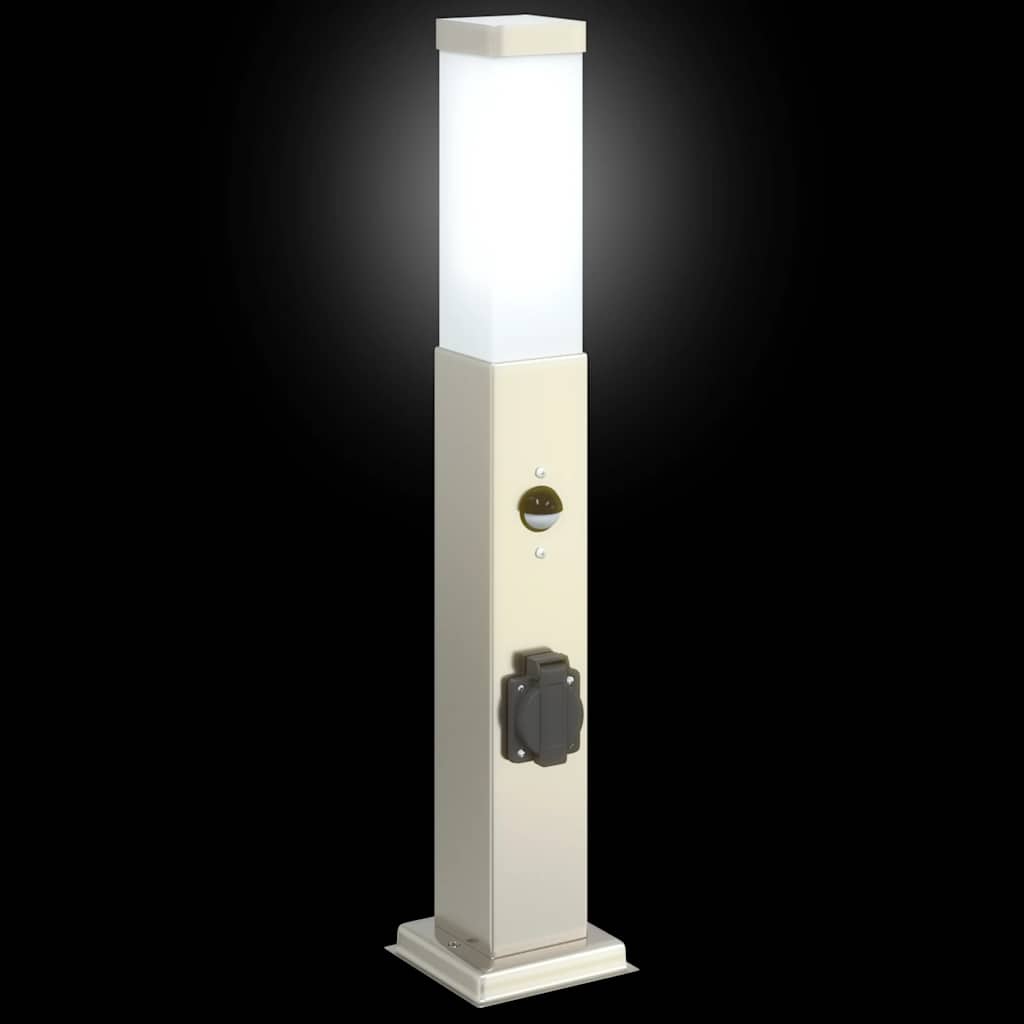 pullertlamper med sensor og stikkontakt 3 stk. 50 cm rustfrit stål IP44
