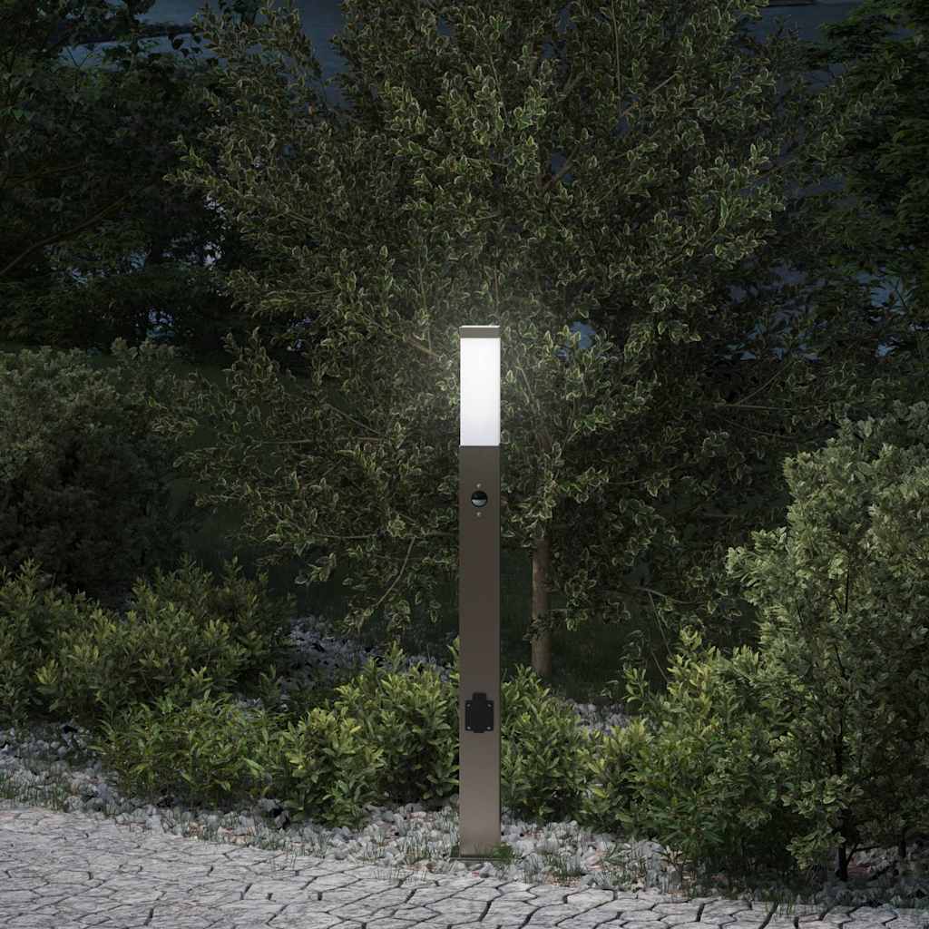pullertlampe med sensor og stikkontakt 80 cm rustfrit stål IP44