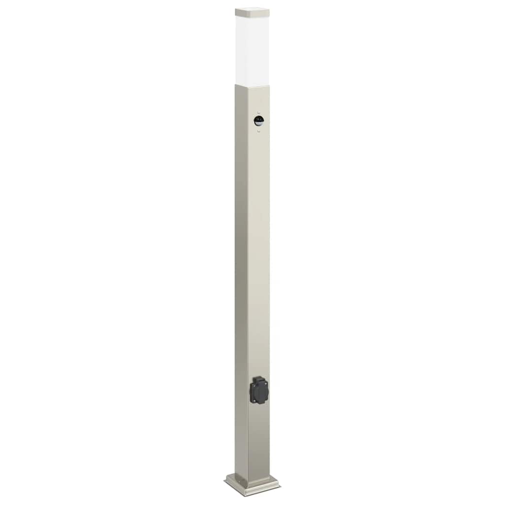 pullertlampe med sensor og stikkontakt 110 cm rustfrit stål IP44