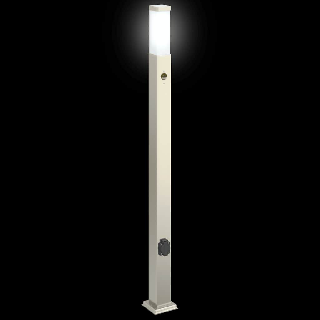 pullertlampe med sensor og stikkontakt 110 cm rustfrit stål IP44