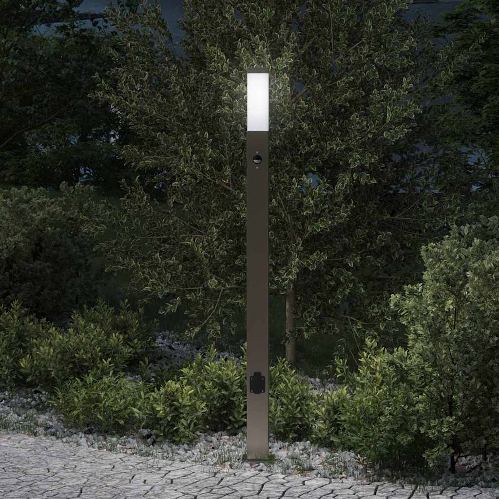 pullertlampe med sensor og stikkontakt 110 cm rustfrit stål IP44