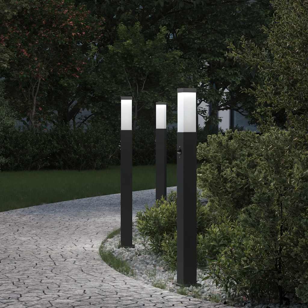 pullertlamper med sensor 3 stk. 80 cm sort IP44