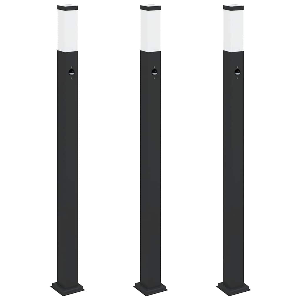 pullertlamper med sensor 3 stk. 110 cm sort IP44
