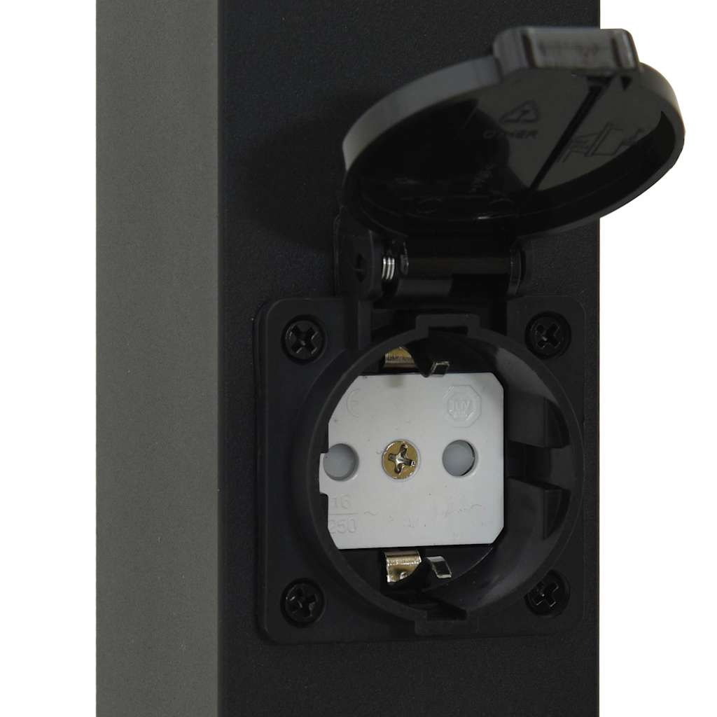 pullertlampe med stikkontakt 80 cm sort IP44