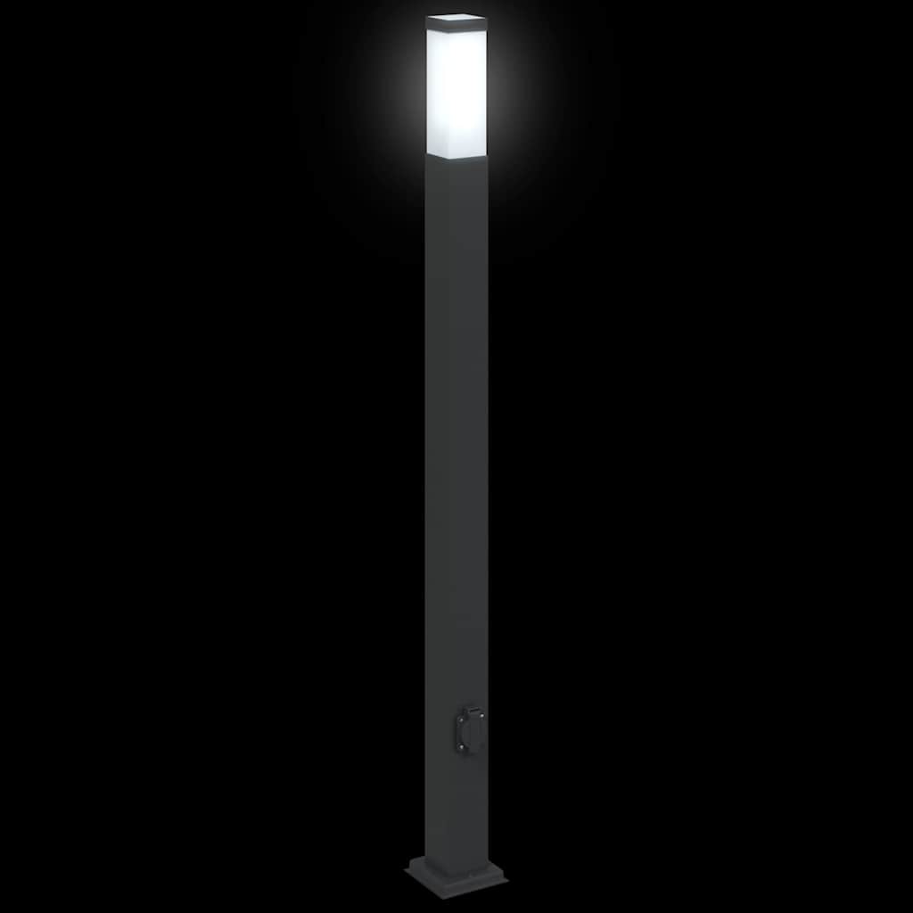pullertlamper med stikkontakt 3 stk. 110 cm sort IP44