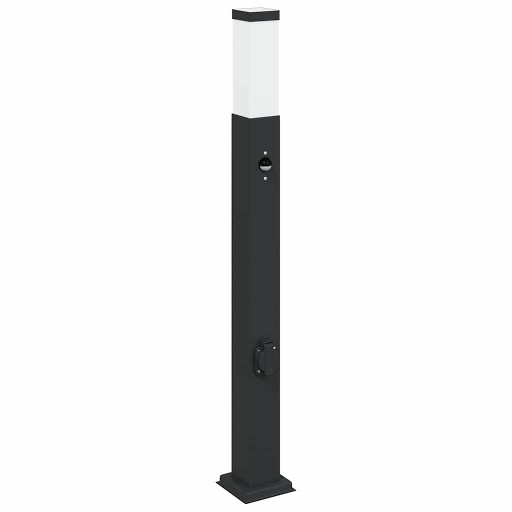 pullertlamper med sensor og stikkontakt 3 stk. 80 cm sort IP44