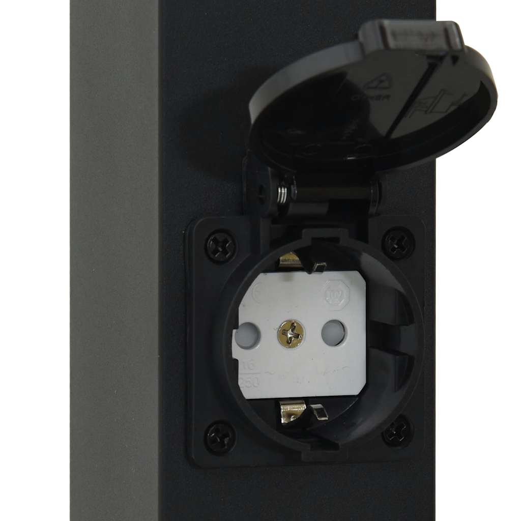 pullertlamper med sensor og stikkontakt 3 stk. 80 cm sort IP44