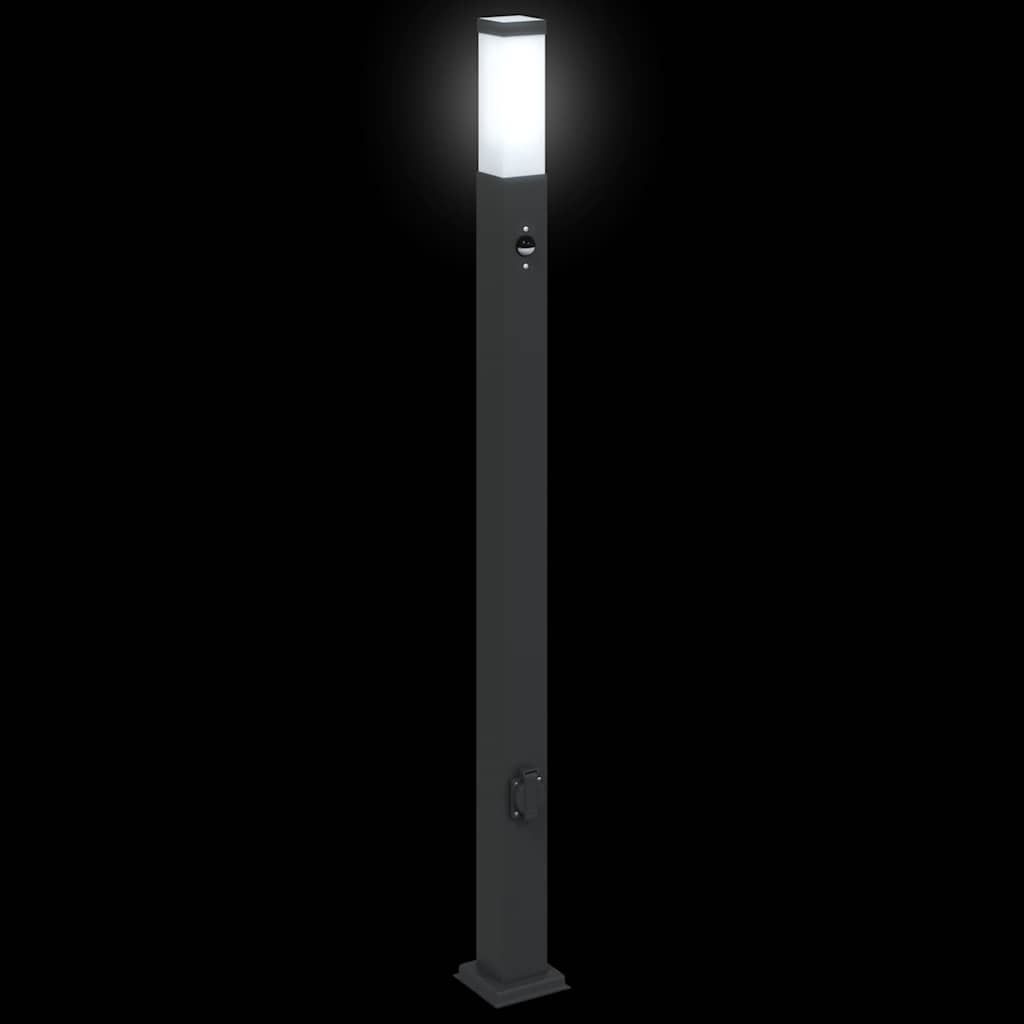 pullertlamper med sensor og stikkontakt 3 stk. 110 cm sort IP44