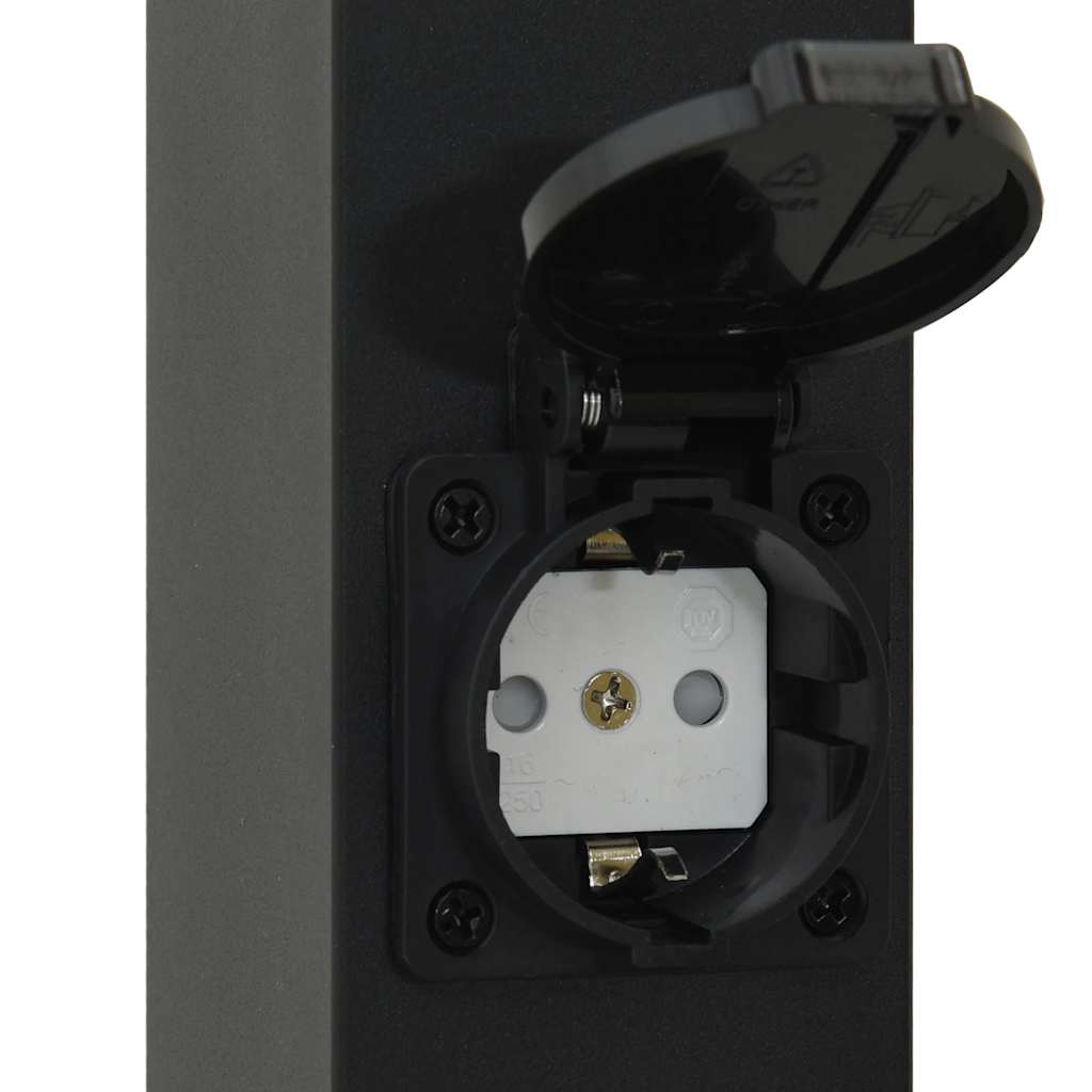 pullertlamper med sensor og stikkontakt 3 stk. 110 cm sort IP44