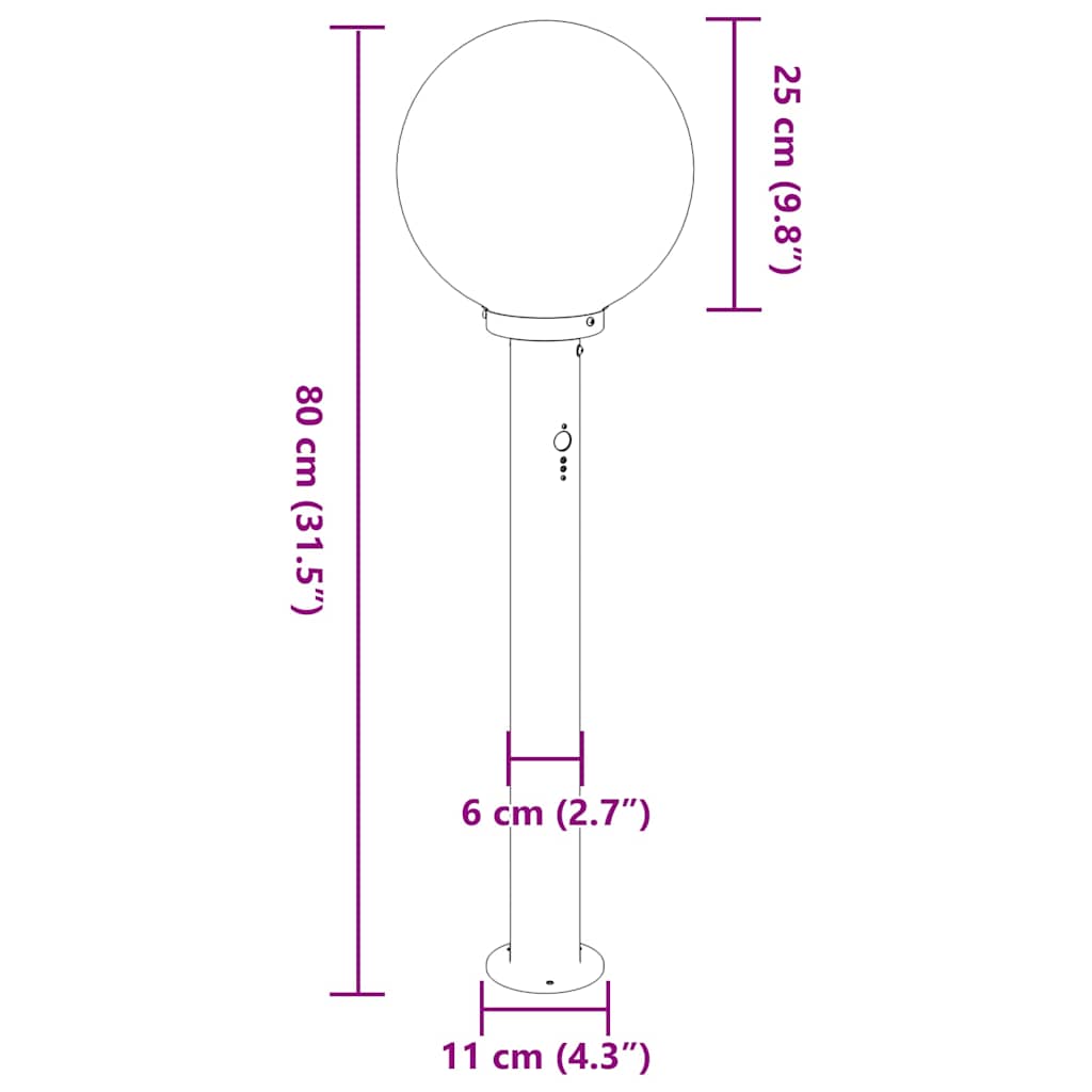 pullertlamper med sensor 3 stk. 80 cm rustfrit stål IP44