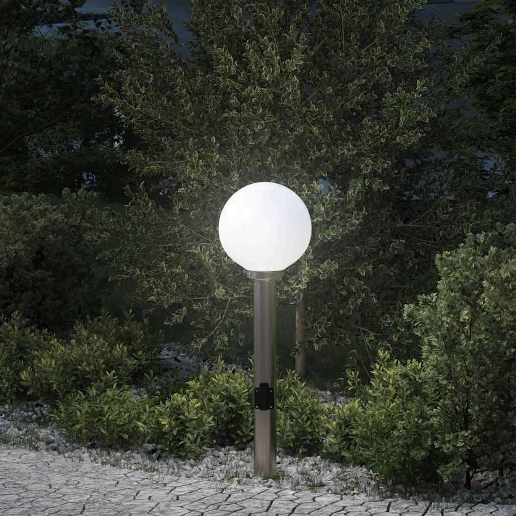 pullertlampe med stikkontakt 80 cm rustfrit stål IP44