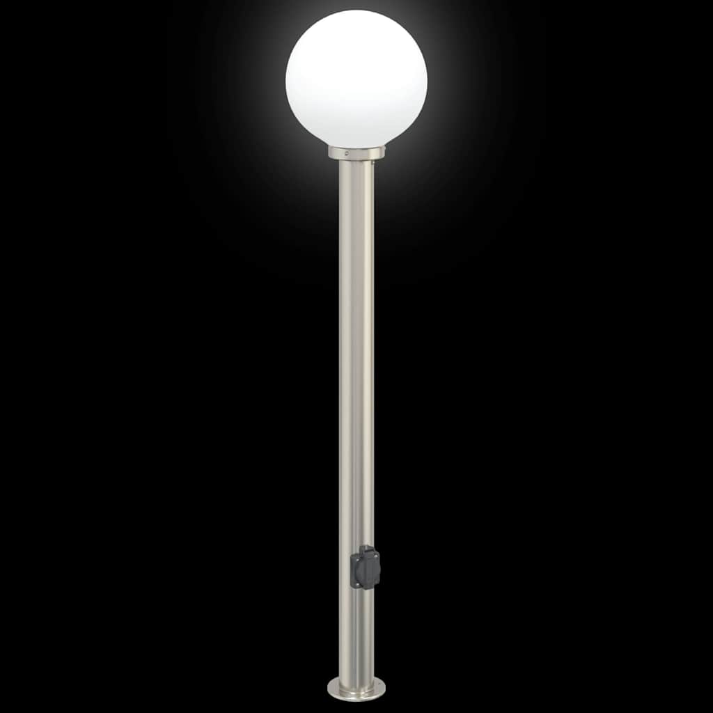 pullertlampe med stikkontakt 120 cm rustfrit stål IP44