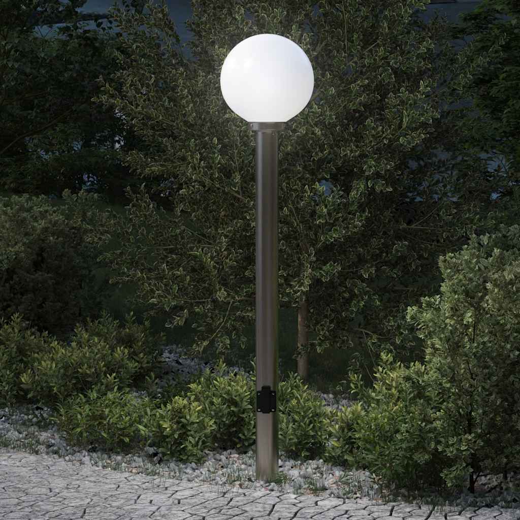 pullertlampe med stikkontakt 120 cm rustfrit stål IP44