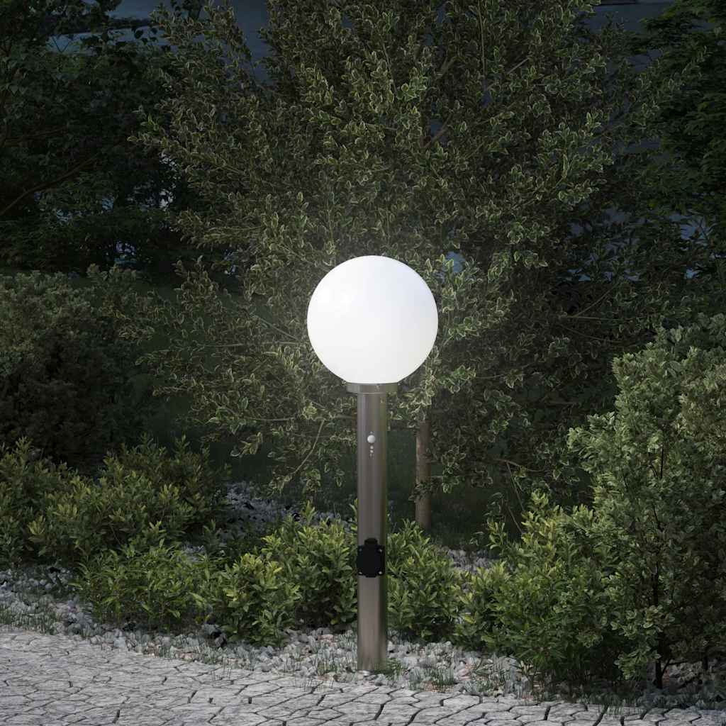 pullertlampe med sensor og stikkontakt 80 cm rustfrit stål IP44