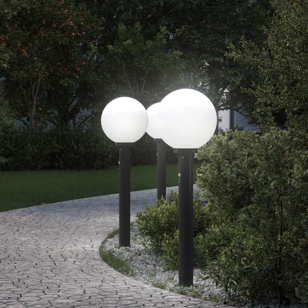 pullertlamper med sensor 3 stk. 80 cm sort IP44