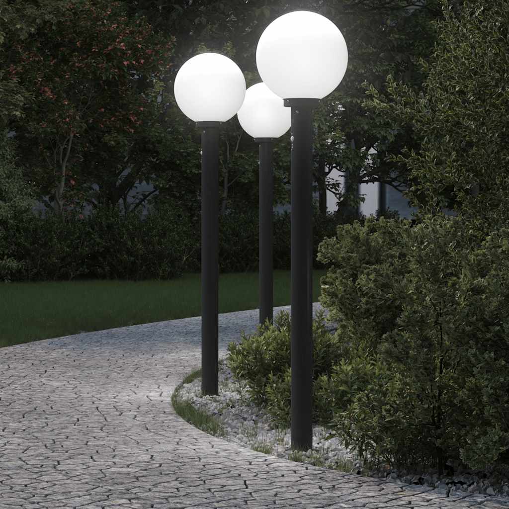 pullertlamper med sensor 3 stk. 120 cm sort IP44