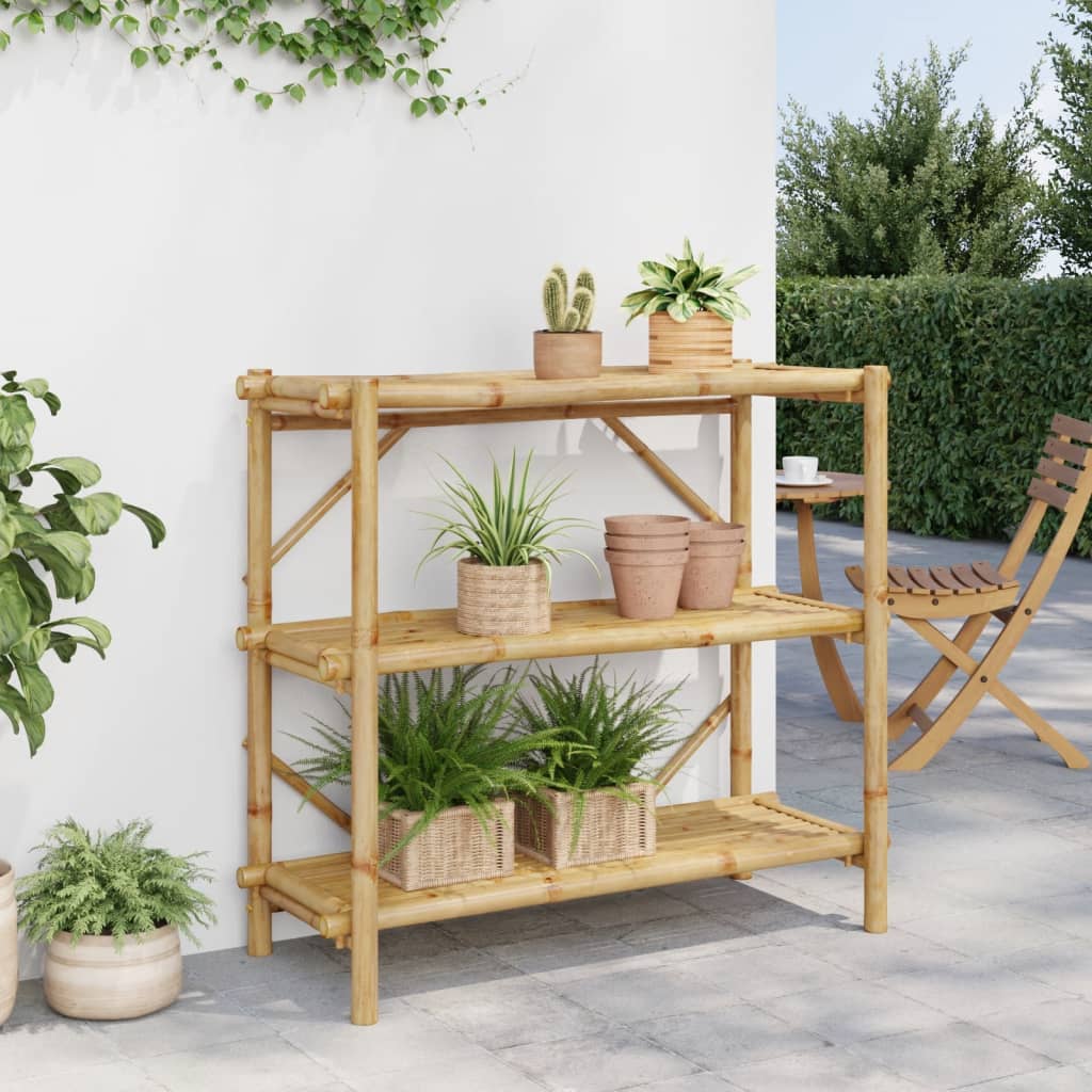 reol med 3 hylder 100x40x90 cm bambus