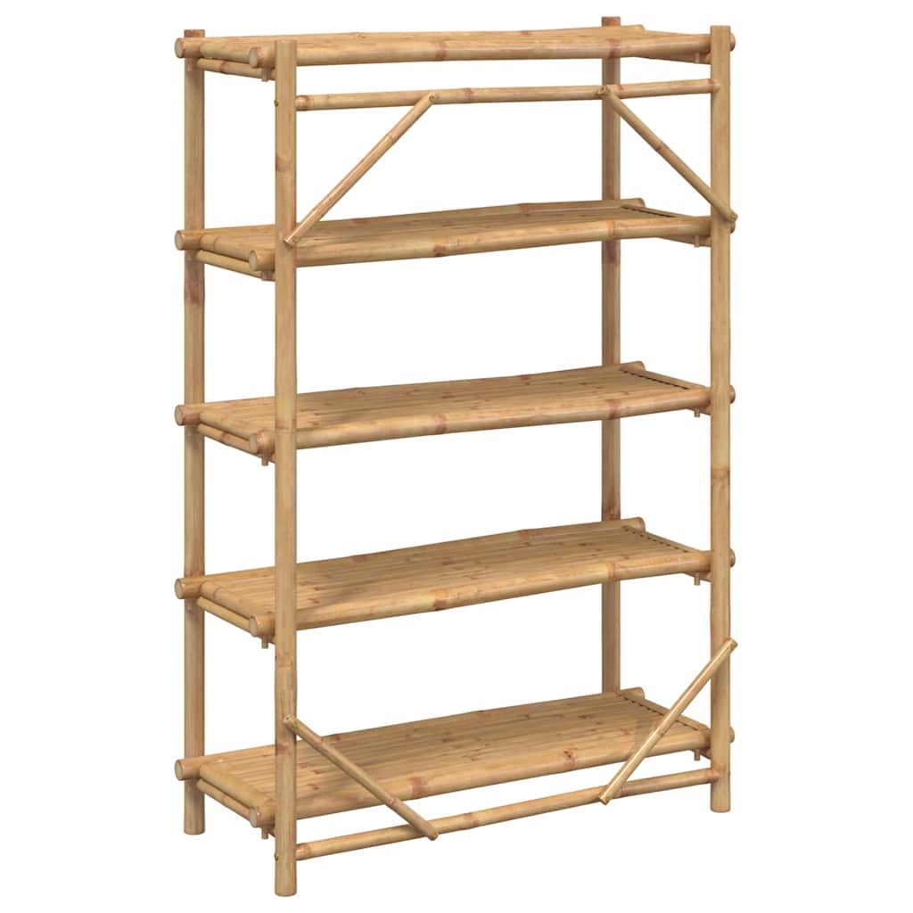 reol med 5 hylder 100x40x150 cm bambus
