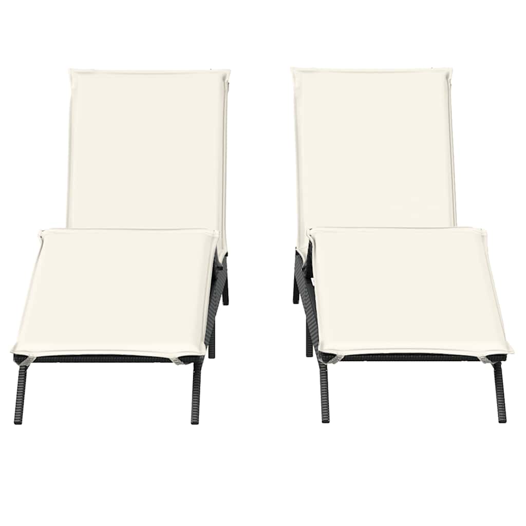 liggestole 2 stk. med hynder polyrattan sort