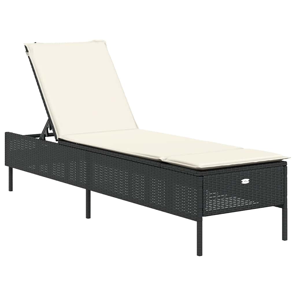 liggestole 2 stk. med hynder polyrattan sort