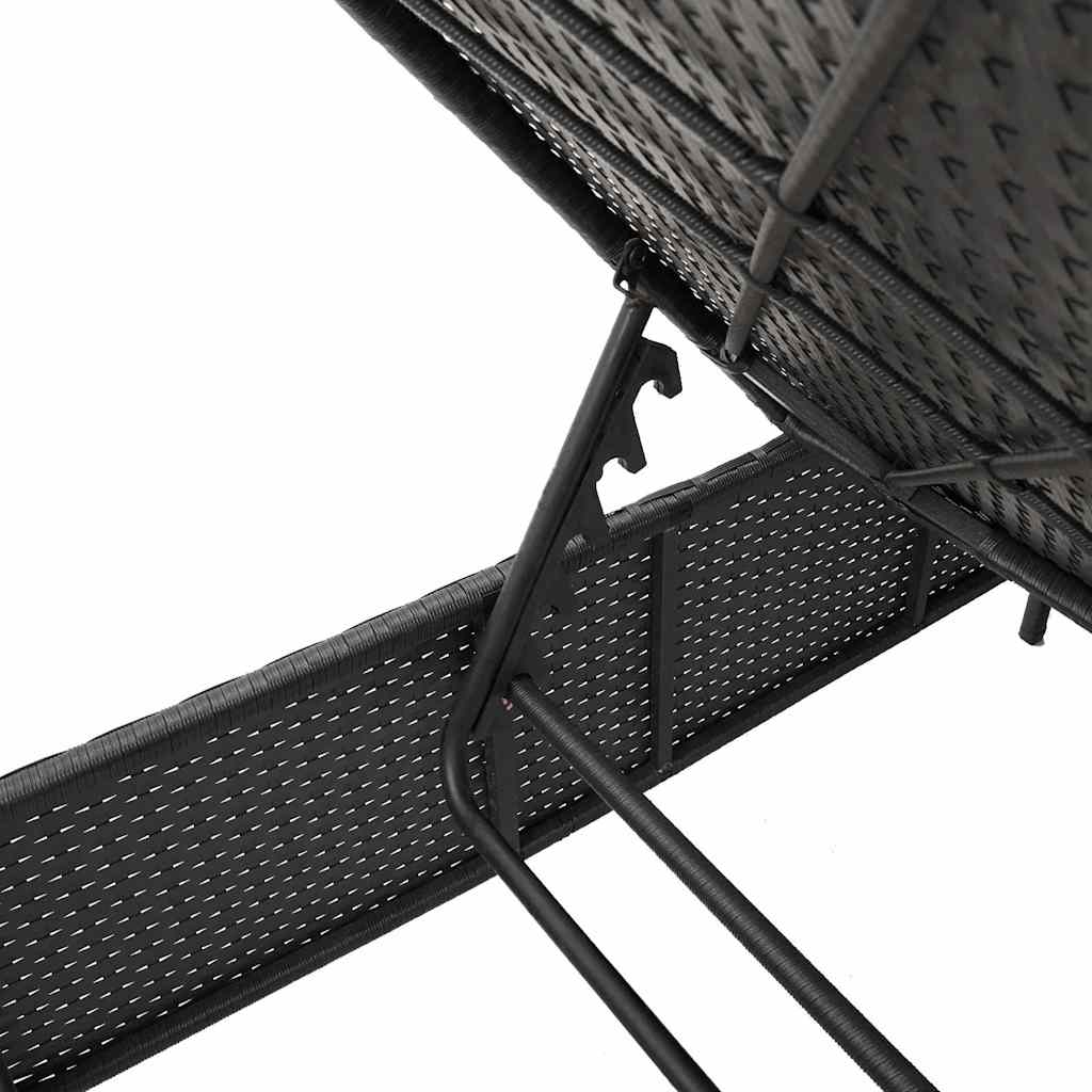 liggestole 2 stk. med hynder polyrattan sort