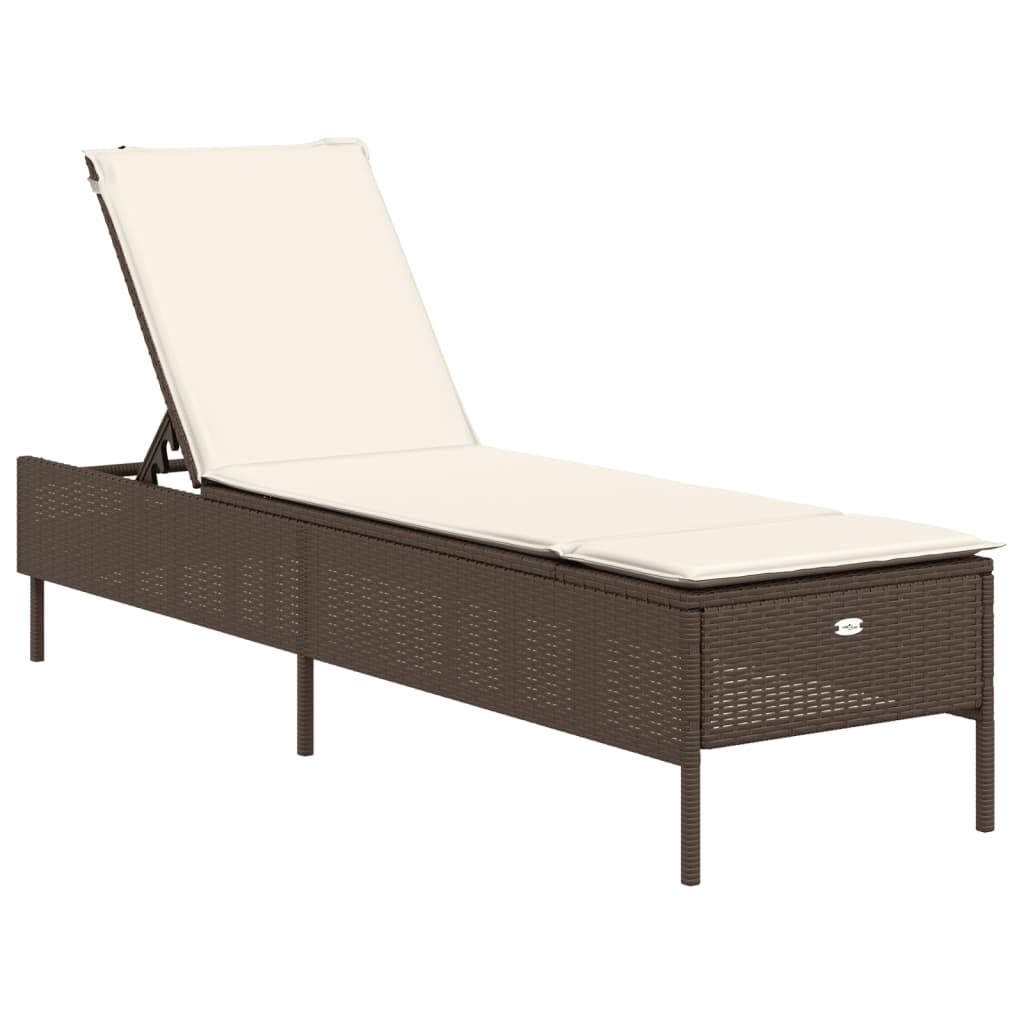 liggestole 2 stk. med hynder polyrattan brun
