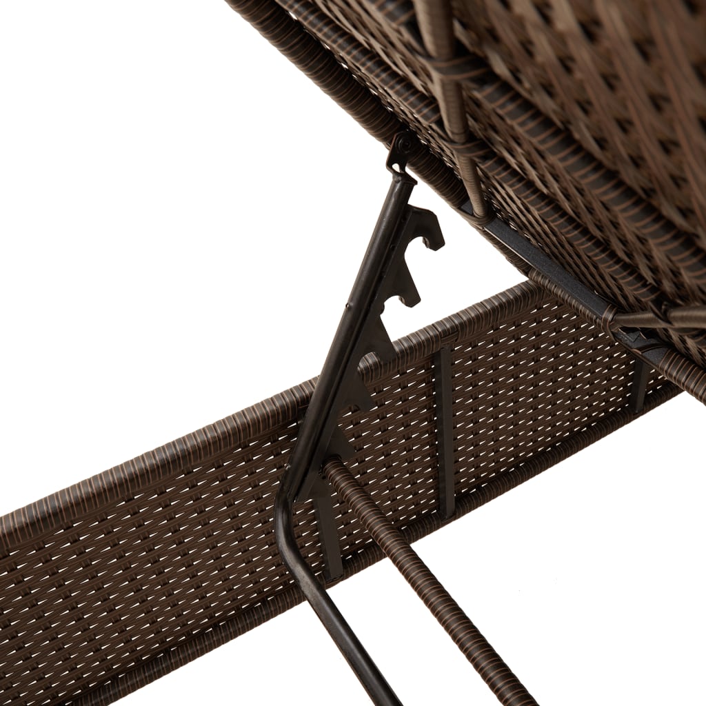 liggestole 2 stk. med hynder polyrattan brun