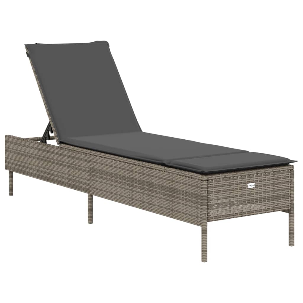 liggestole 2 stk. med hynder polyrattan lysegrå