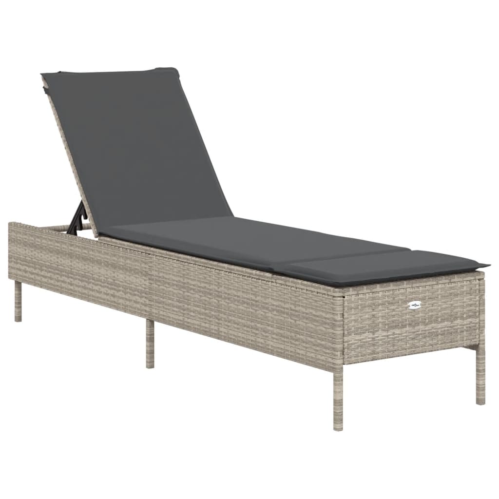 liggestole 2 stk. med hynder polyrattan lysegrå