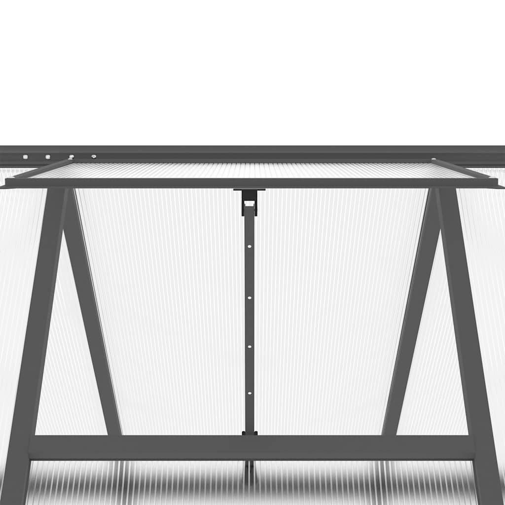 drivhus med fundamentramme 224x169x202 cm aluminium antracitgrå