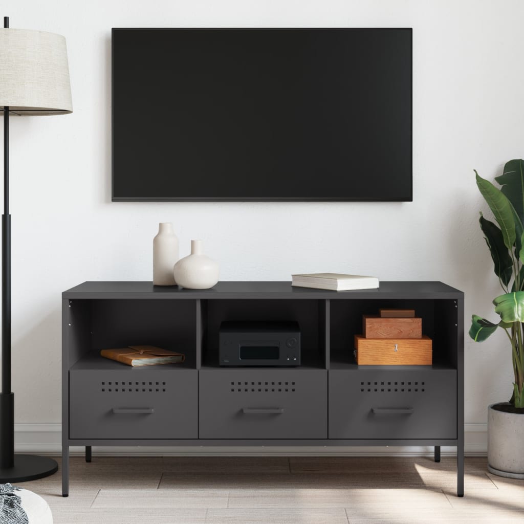 tv-bord 100,5x39x50,5 cm stål sort
