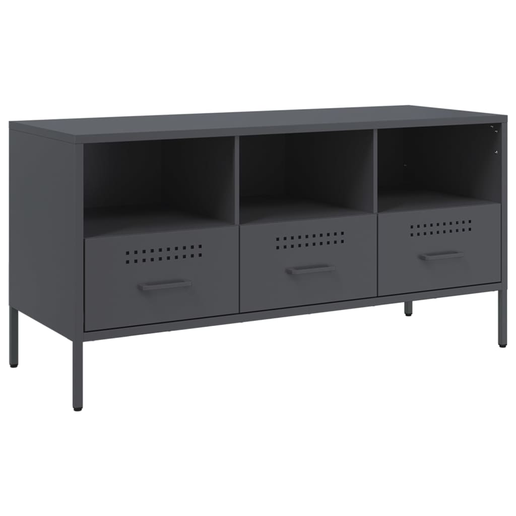 tv-bord 100,5x39x50,5 cm stål antracitgrå