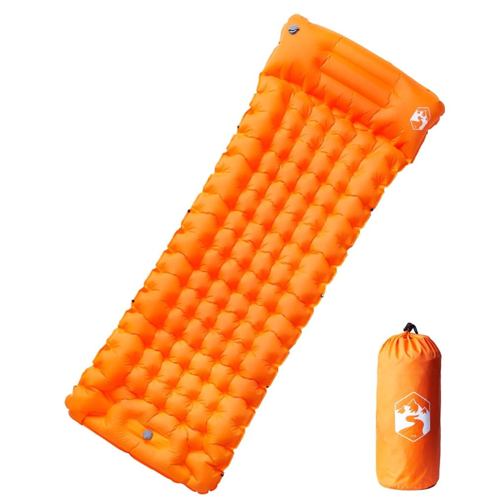 vidaXL 1-personers campingmadras med pude selvoppustelig orange