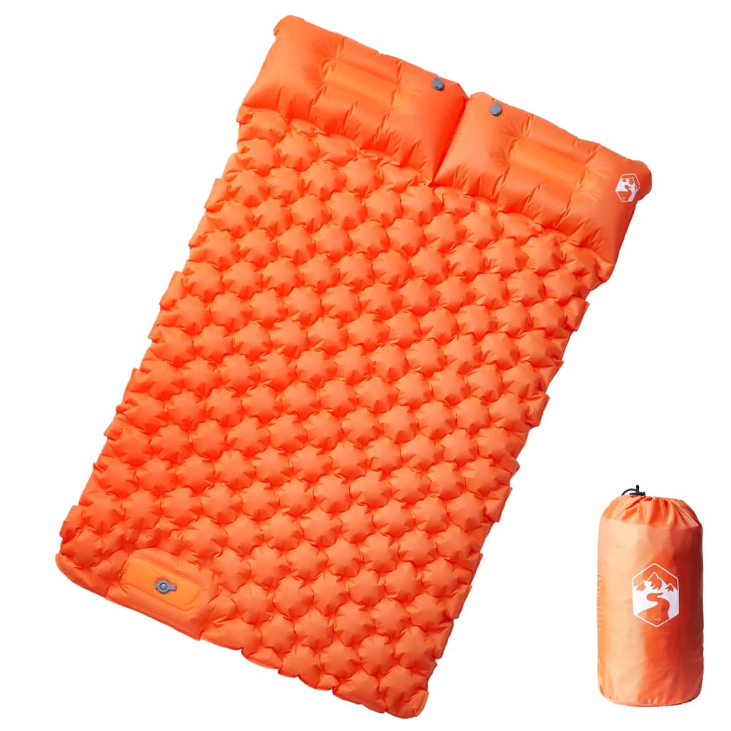 vidaXL 2-personers campingmadras med puder selvoppustelig orange