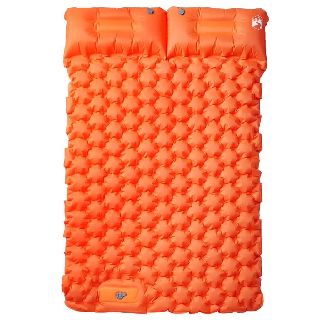 2-personers campingmadras med puder selvoppustelig orange