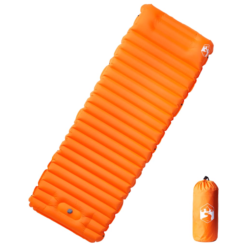 vidaXL 1-personers campingmadras med pude selvoppustelig orange