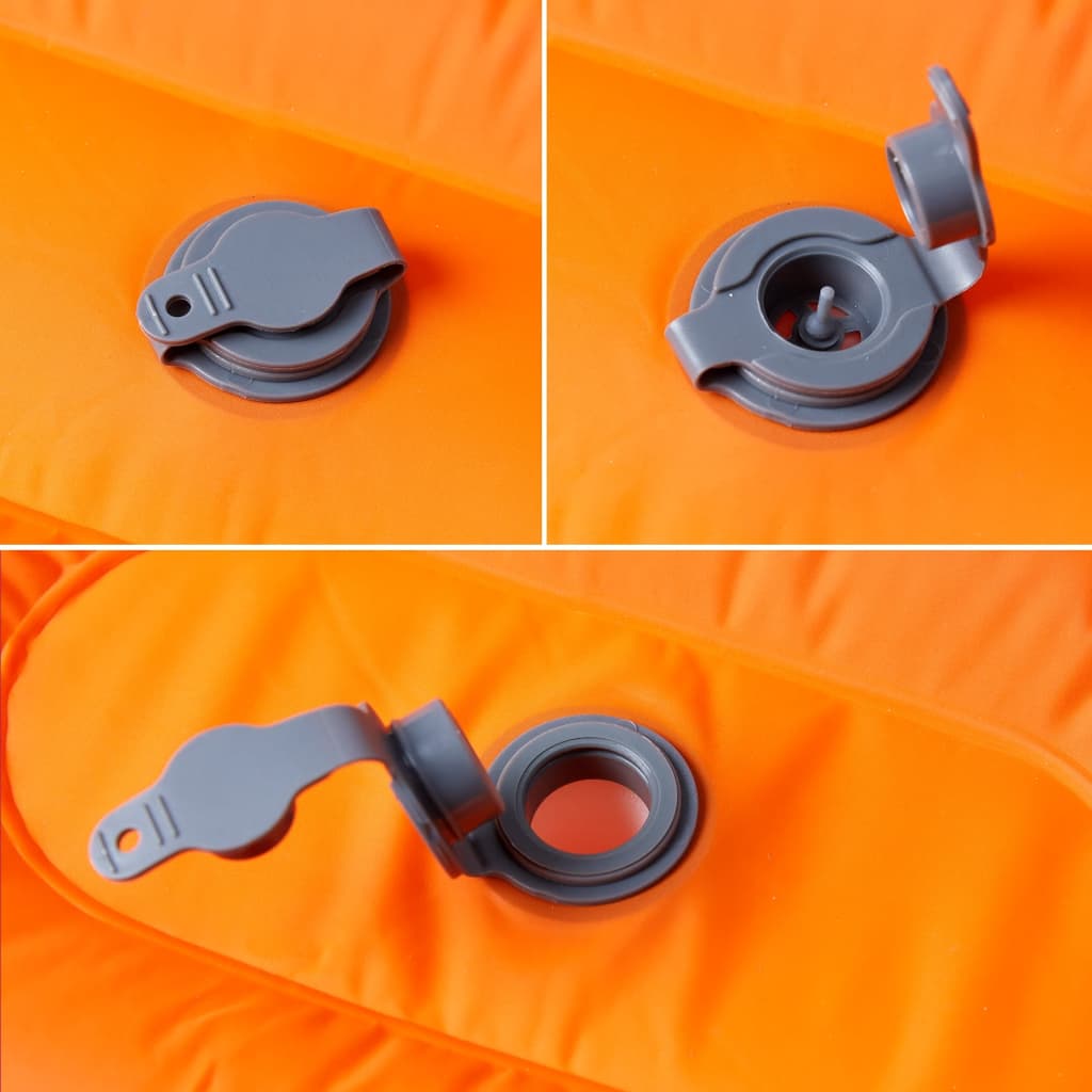 1-personers campingmadras med pude selvoppustelig orange