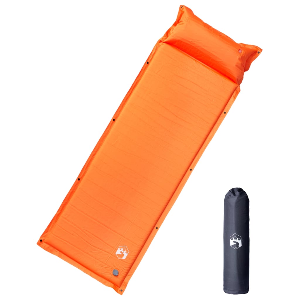 vidaXL 1-personers campingmadras med pude selvoppustelig orange