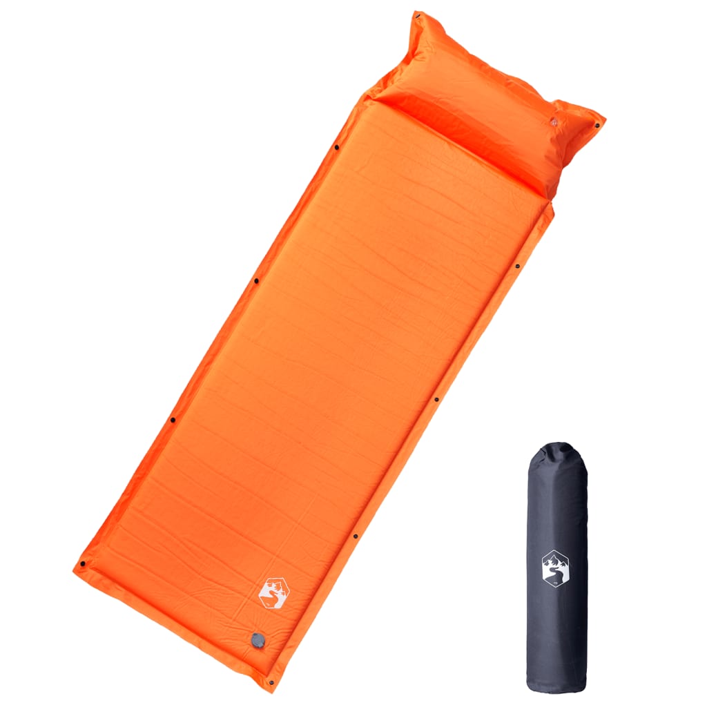 vidaXL 1-personers campingmadras med pude selvoppustelig orange