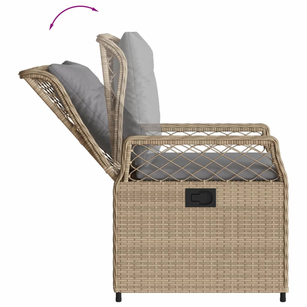 spisebordssæt til haven 7 dele med hynder polyrattan beige