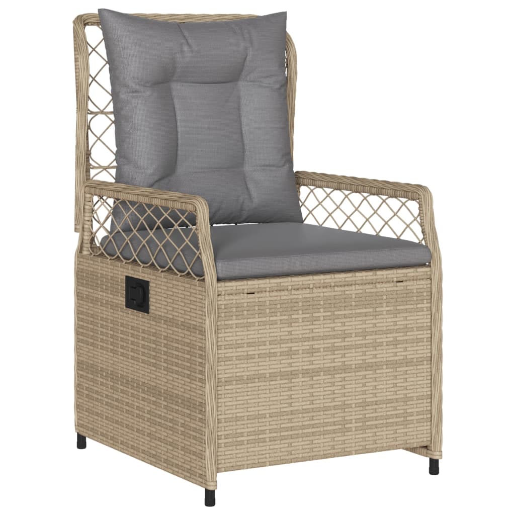 spisebordssæt til haven 7 dele med hynder polyrattan beige