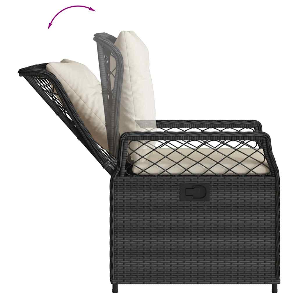 spisebordssæt til haven 5 dele med hynder polyrattan sort